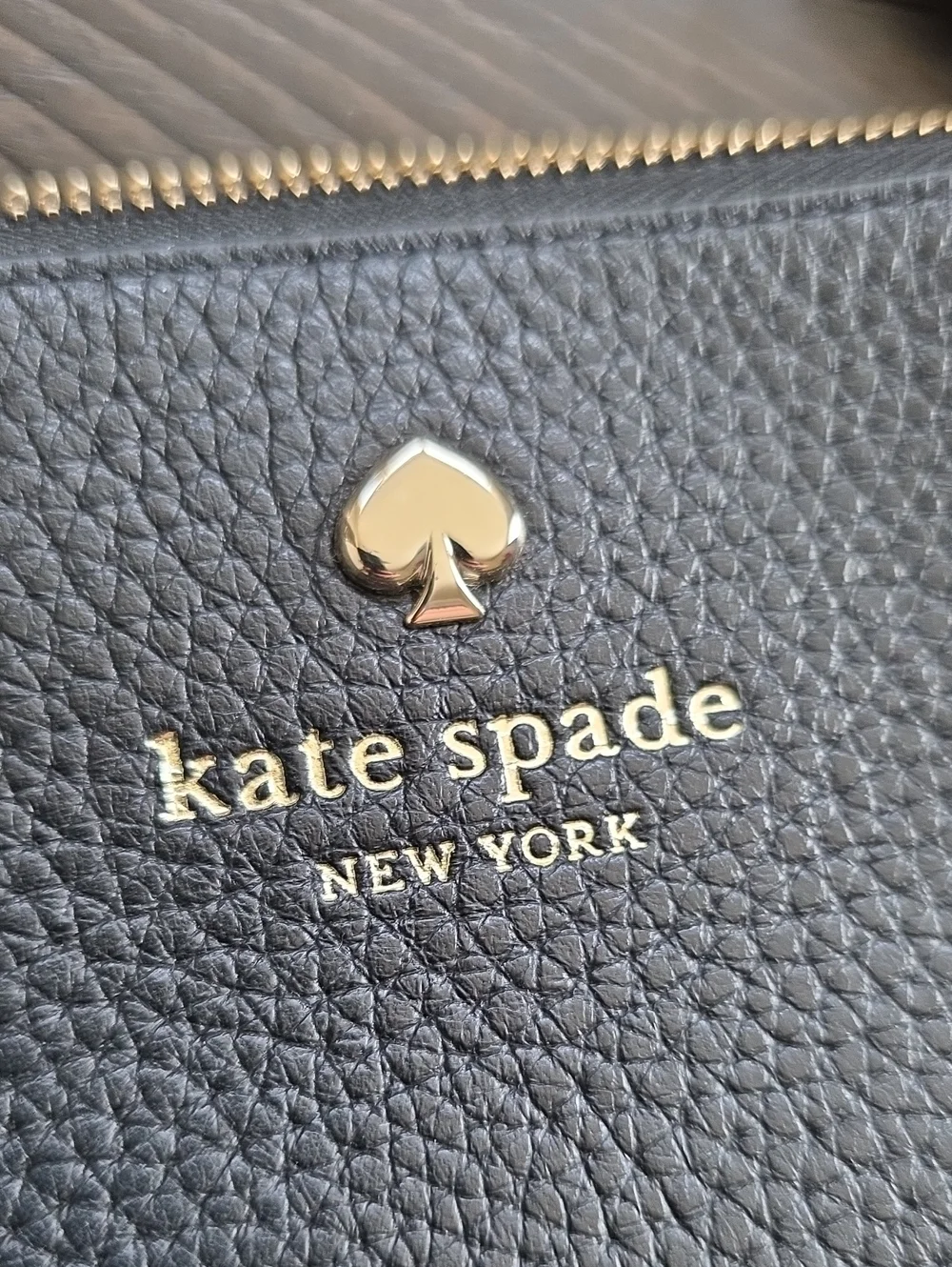 NWT Kate Spade Emma Mini Black Pebbled Leather Crossbody with Striped Logo Strap